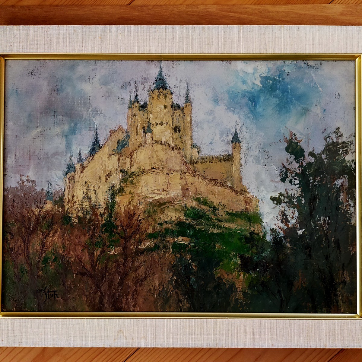sumikosan シリア十字軍の城 肉筆 油彩 絵画 F4号 風景画 sumikosan