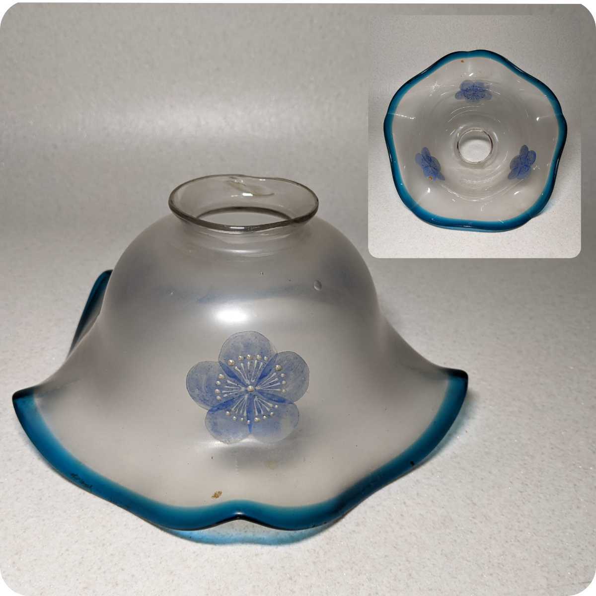 骨董 時代ガラス 希少 電笠フリル 掻き揚げ紋 水色ガラス 菓子鉢