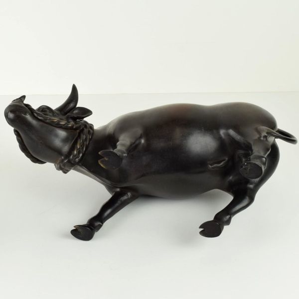 金属工芸◇英峰 造 銅製置物◇笛吹童子 騎牛帰家 牛