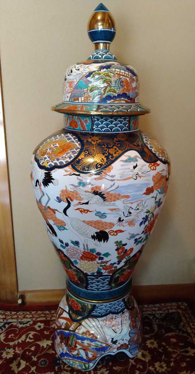 Yahoo!オークション - 有田焼 勝右衛門作 特大 高さ116㎝ 金彩群鶴花鳥