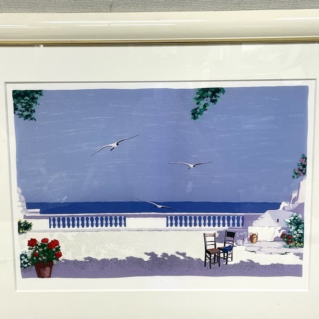 イタリア画家サルボ「エーゲ海への細道」シルクスクリーン版画 本人