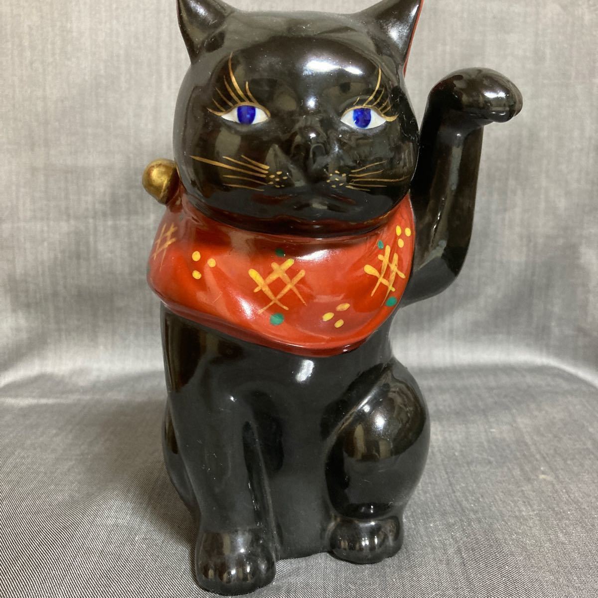 招き猫 （黒猫）アンティーク九谷焼