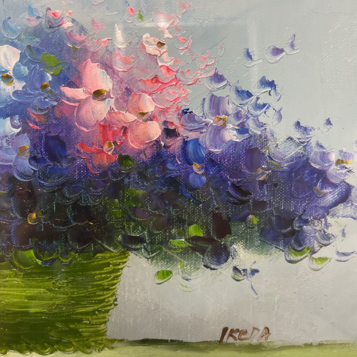 油絵・絵画額『花と花瓶』H.M.Lee李賢美