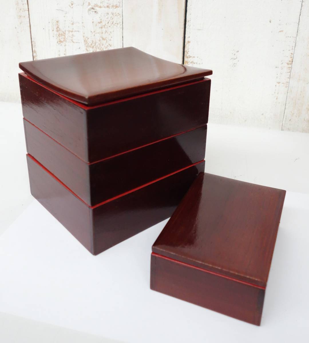 ♢明治時代工芸品 花見 野立て用 四段携帯弁当箱 提重