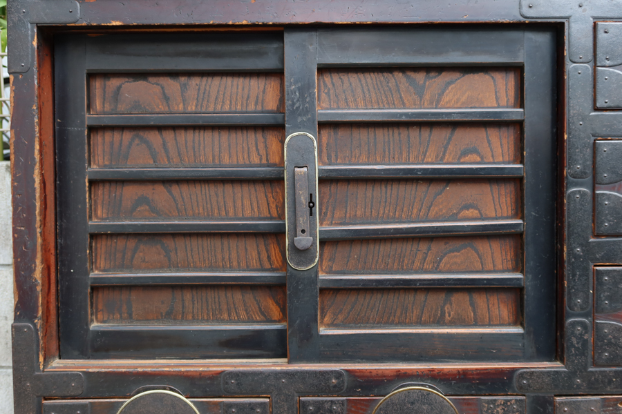 佐渡船箪笥 明治期 鉄金具 小型金庫 古民具アンティーク和家具 佐渡船箪笥