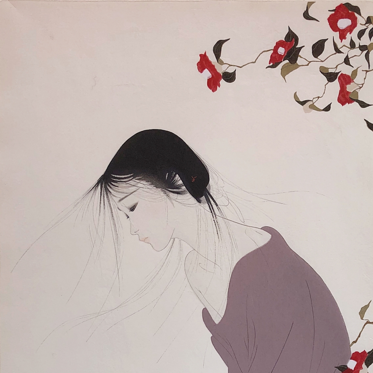 真作保証】中島潔「風のかなた」手摺木版画 直筆サイン 京都版画