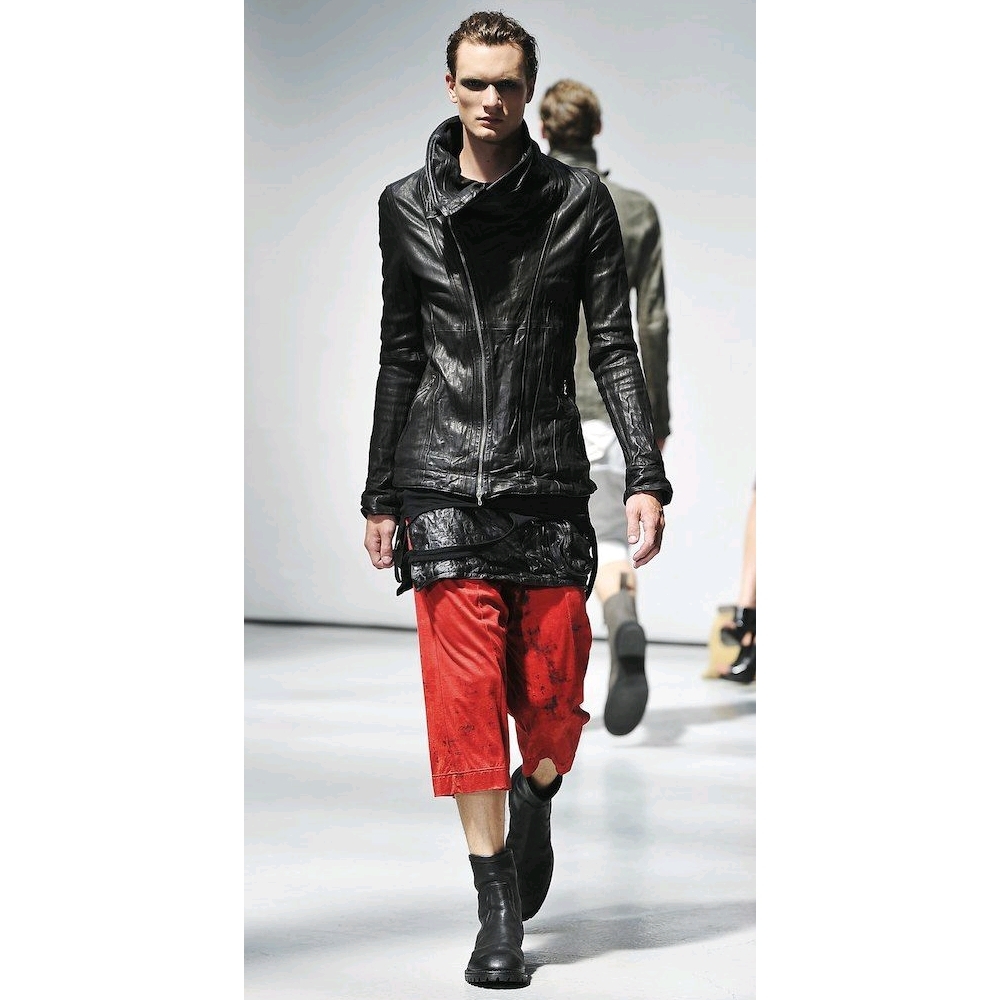 新品同様# JULIUS ラムスキン ダブル ジャットネック ライダース