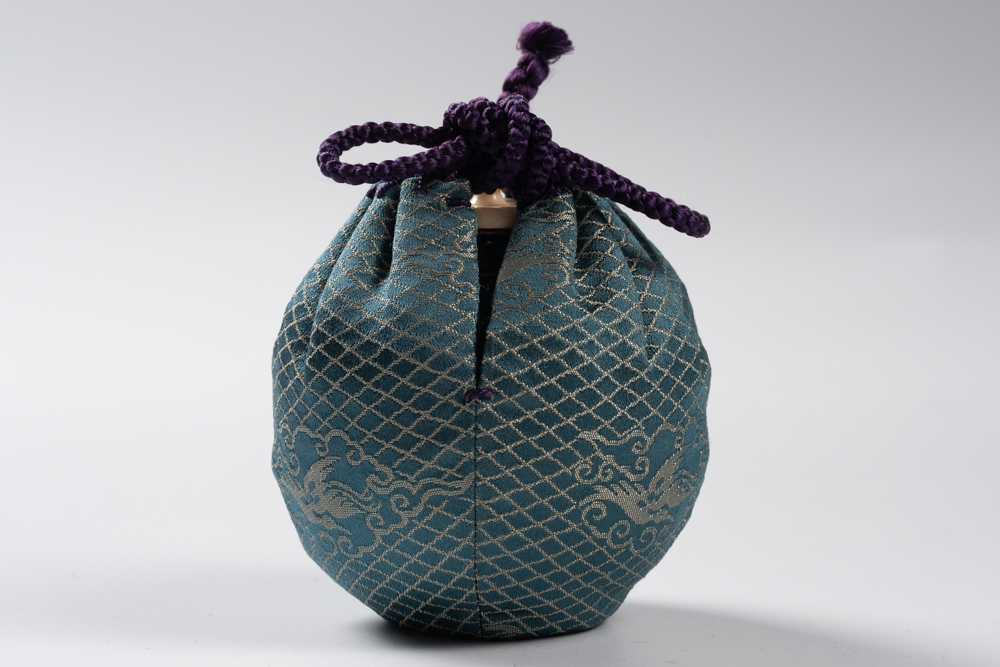 大名物 珠光文琳茶入写 松本鉄山作 （茶入・文琳）有楽緞子仕