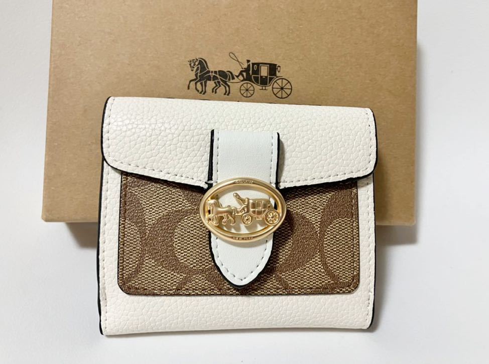 COACH コーチ 財布 二つ折り財布 レディース 新品 未使用 白 茶｜Yahoo