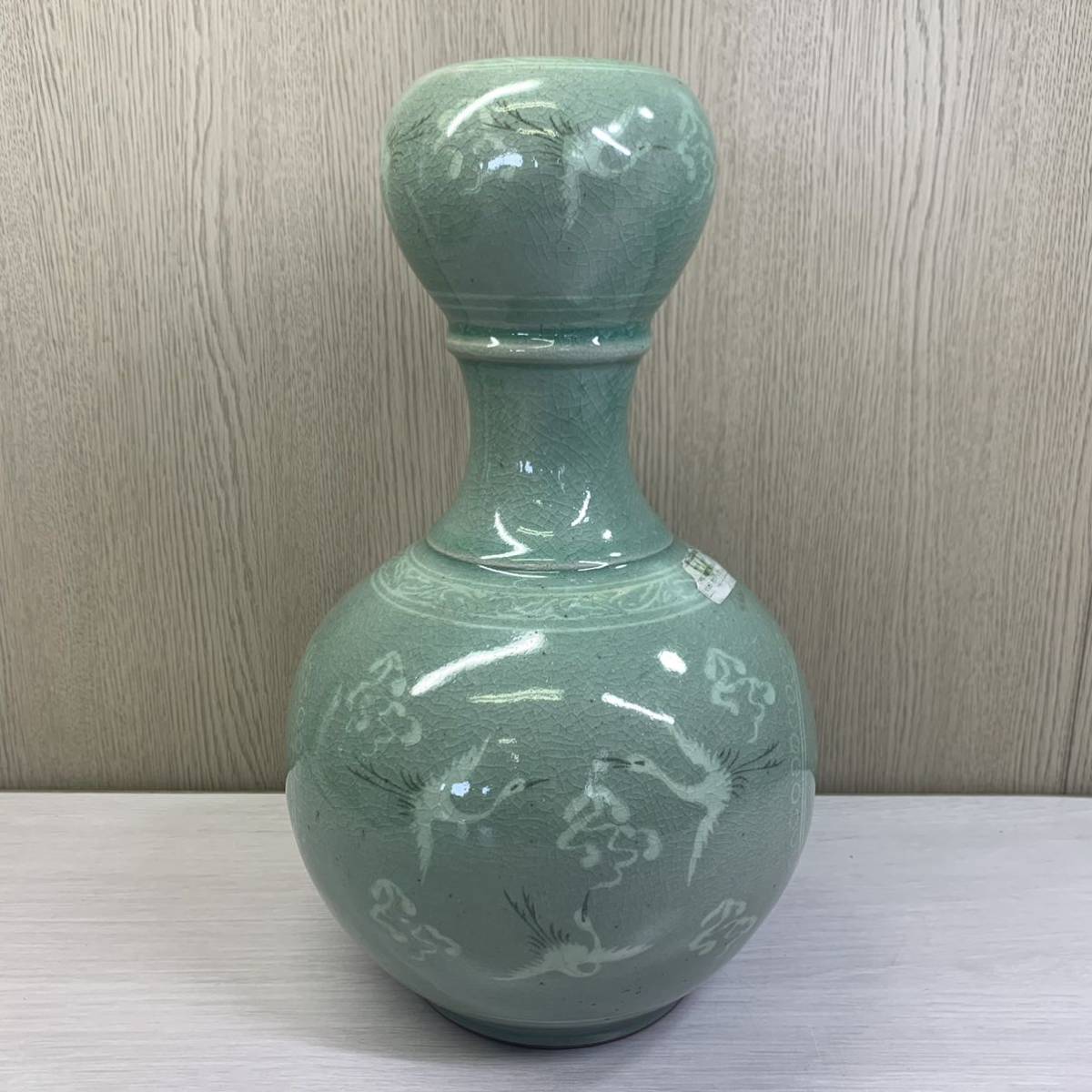 韓国 高麗青磁 芸泉陶芸研究院 池明九 作 高さ約50cm 韓国 高麗青磁 芸