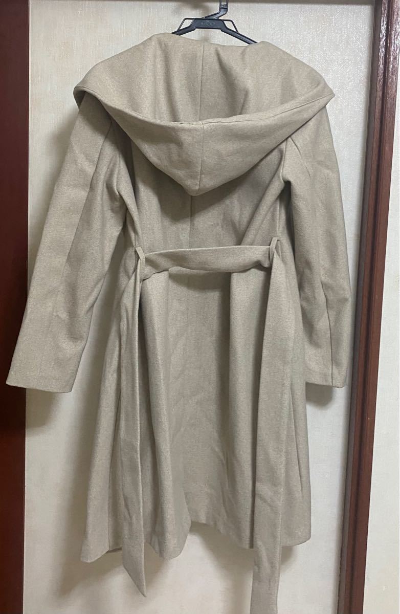 ZARA グレージュ フード付き ロングコート ミドル丈コート｜Yahoo