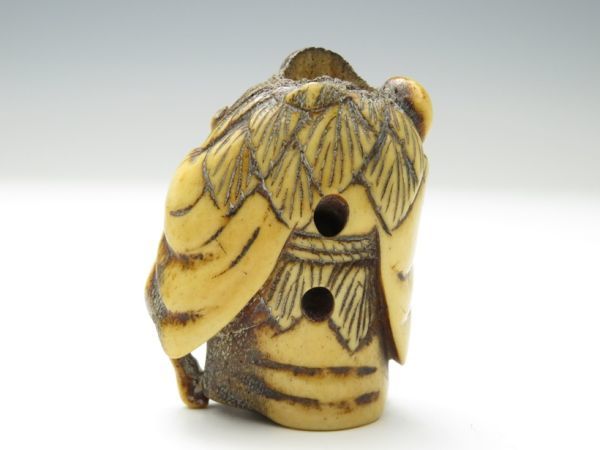 3293】堤物コレクター買取品＜検＝印籠／根付／お締め＞鹿角 仙人根付