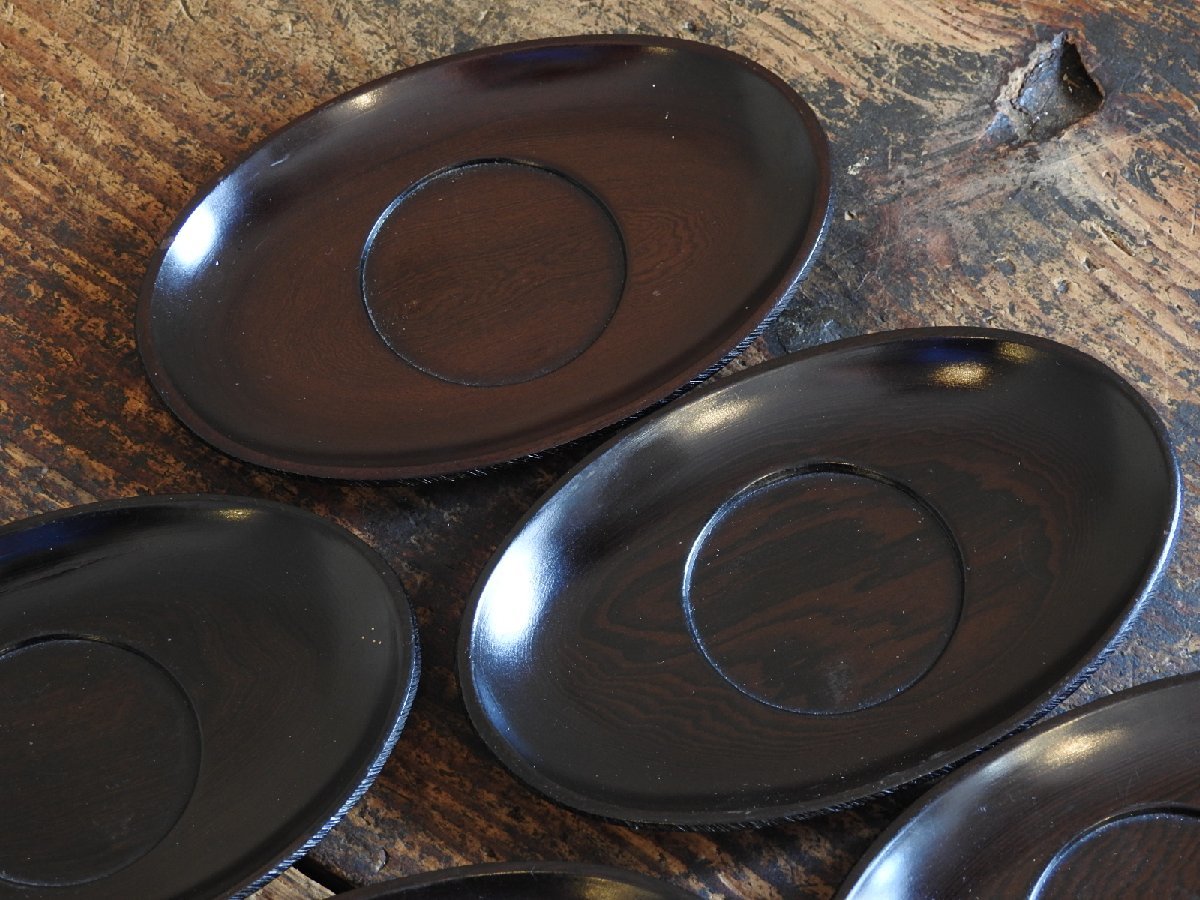 仙台の埋木 茶托 4客 (作家物)『松堂作』