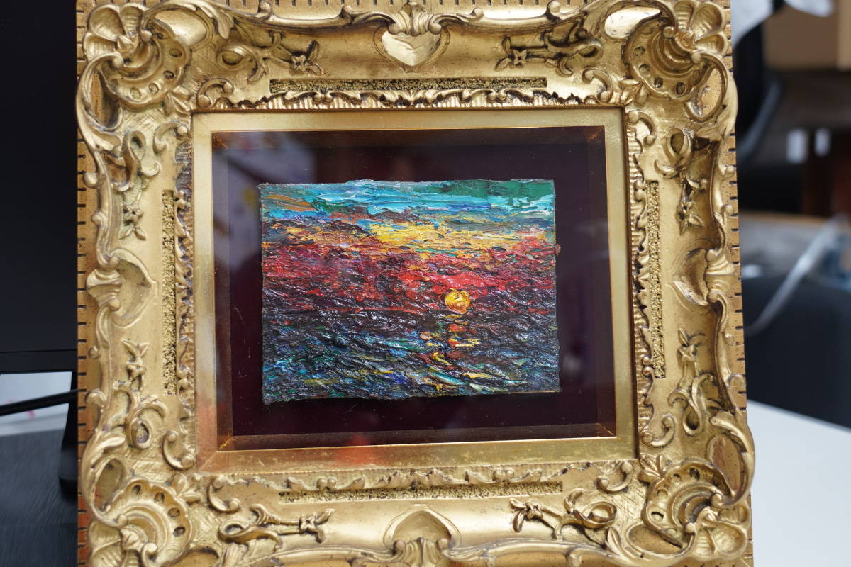 ☆真作☆ 旭日(シゴラカ) 無題 油絵 貴重作品 フレーム付き 絵画 油彩画