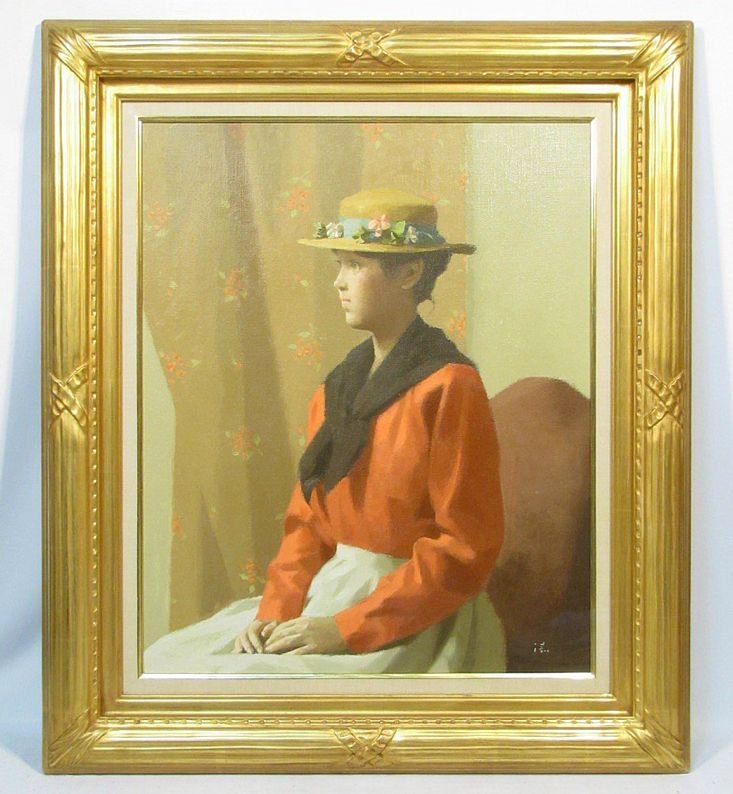 絵画 中村清治作 赤い衣装の婦人 絵画 中村清治作 赤い衣装の婦人