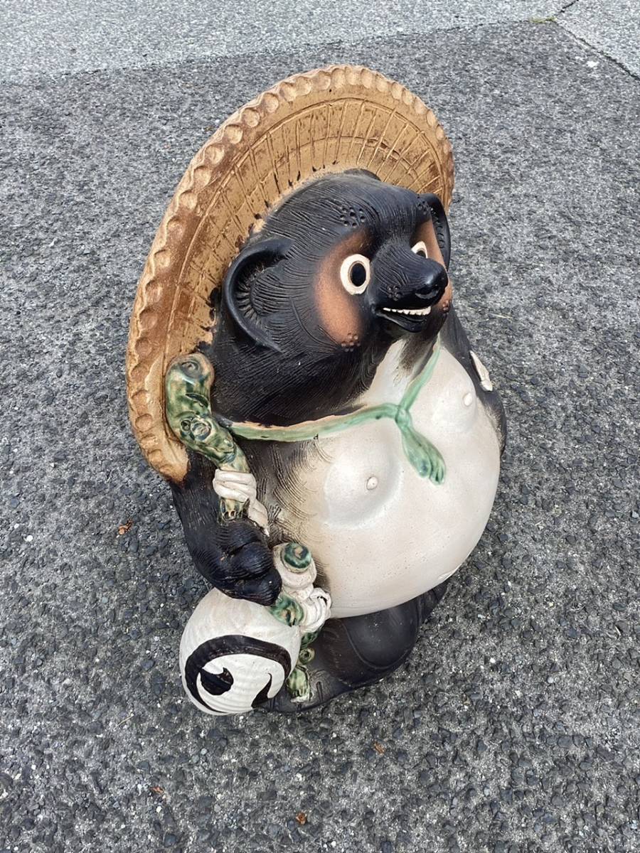 引き取り限定】特大 古い信楽焼 狸 高さ115㎝ /骨董/古美術/美術品