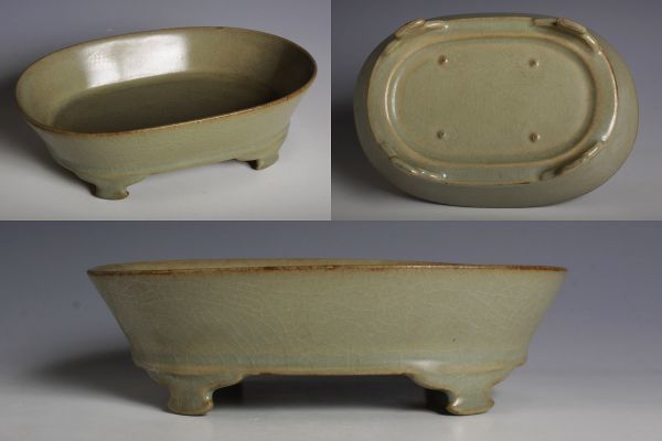 中国骨董 水盤 文房具【超大水盤、青磁洗】旧家蔵陶磁器名品 希少貴重