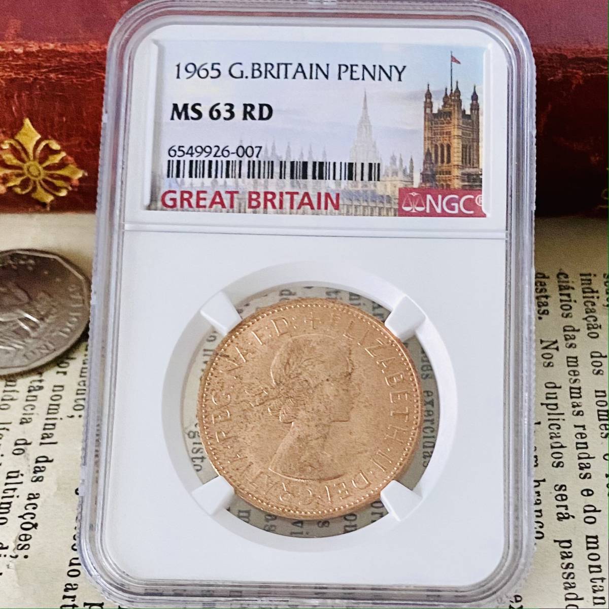☆NGC☆1965 MS63 イギリス 銅貨 ペニー 鑑定 希少! モダンコイン 資産