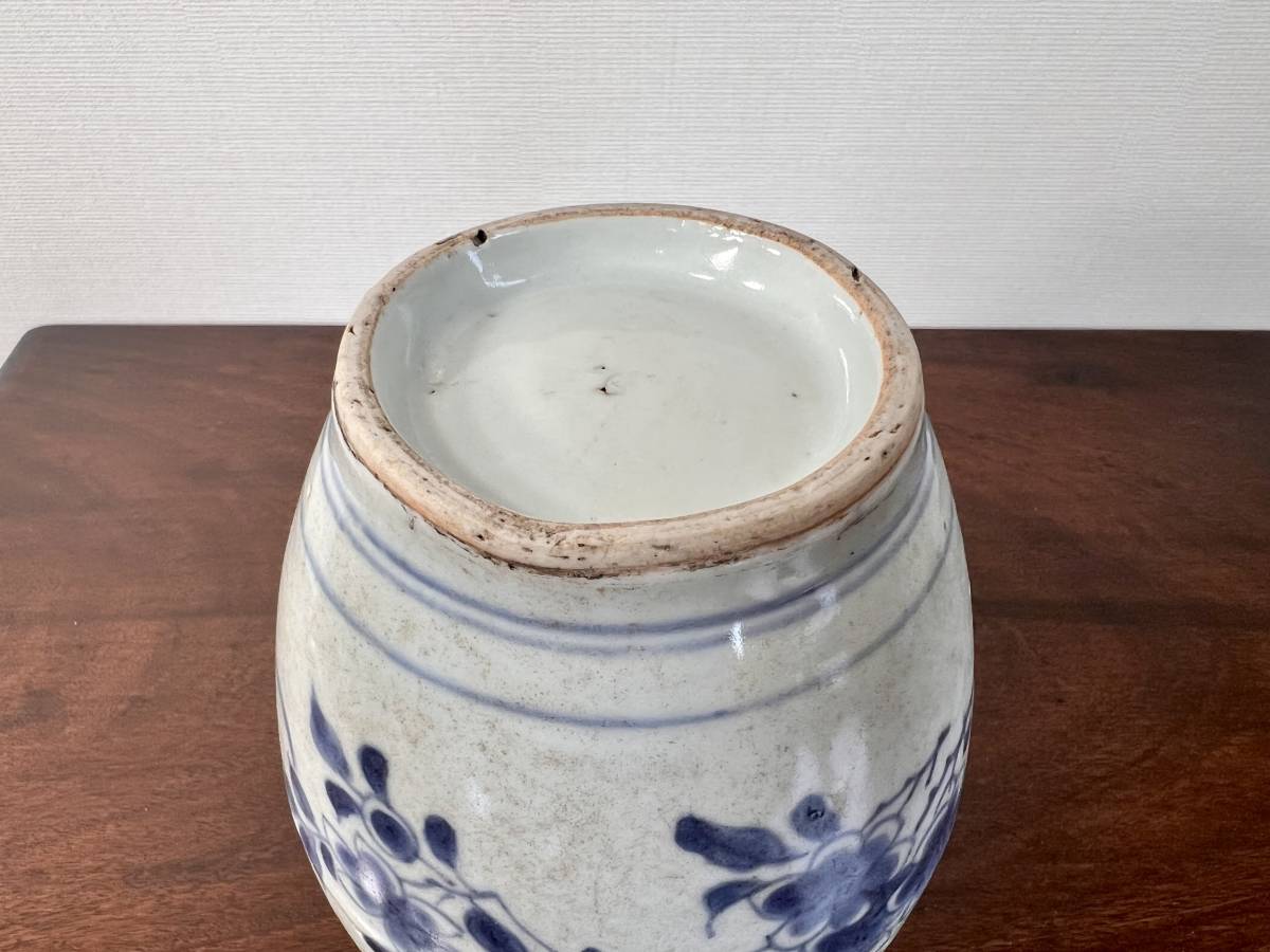 時代 中国美術 明朝 清朝 染付 花文壺 / 唐物 古美術 骨董