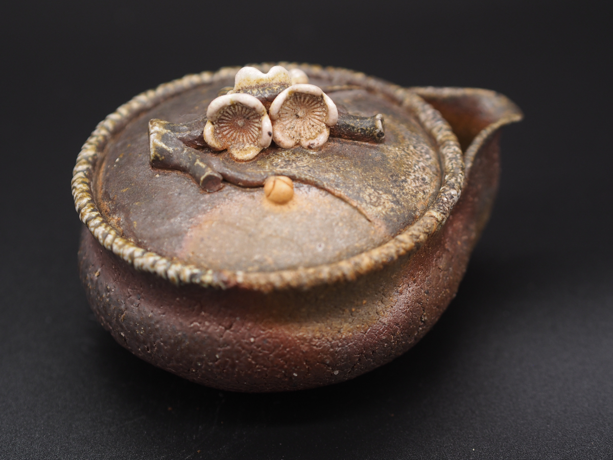 備前焼 入江光人司 白梅摘宝瓶 本物保証！茶器 煎茶 白備前