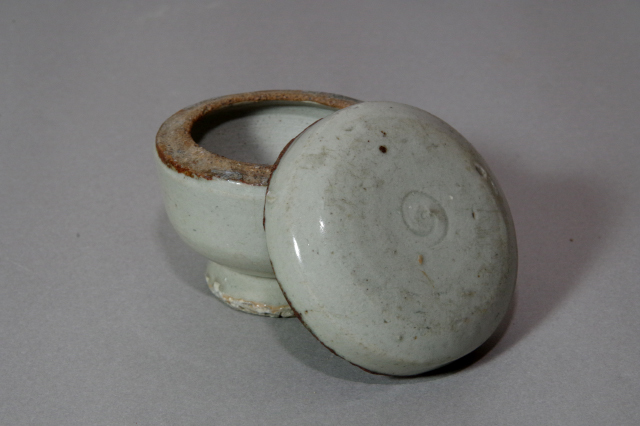 □李朝 白磁 蓋物 トップ □ 時代物 唐物 白磁 水指 蓋付 李