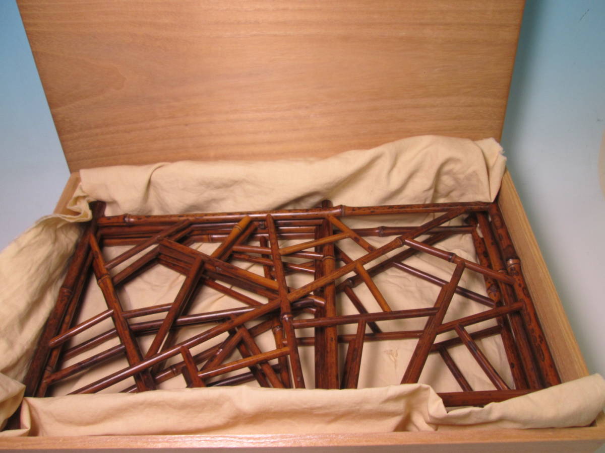 煎茶道具 □古竹氷裂図炉屏 結界 煎茶道具 斑竹 組結界