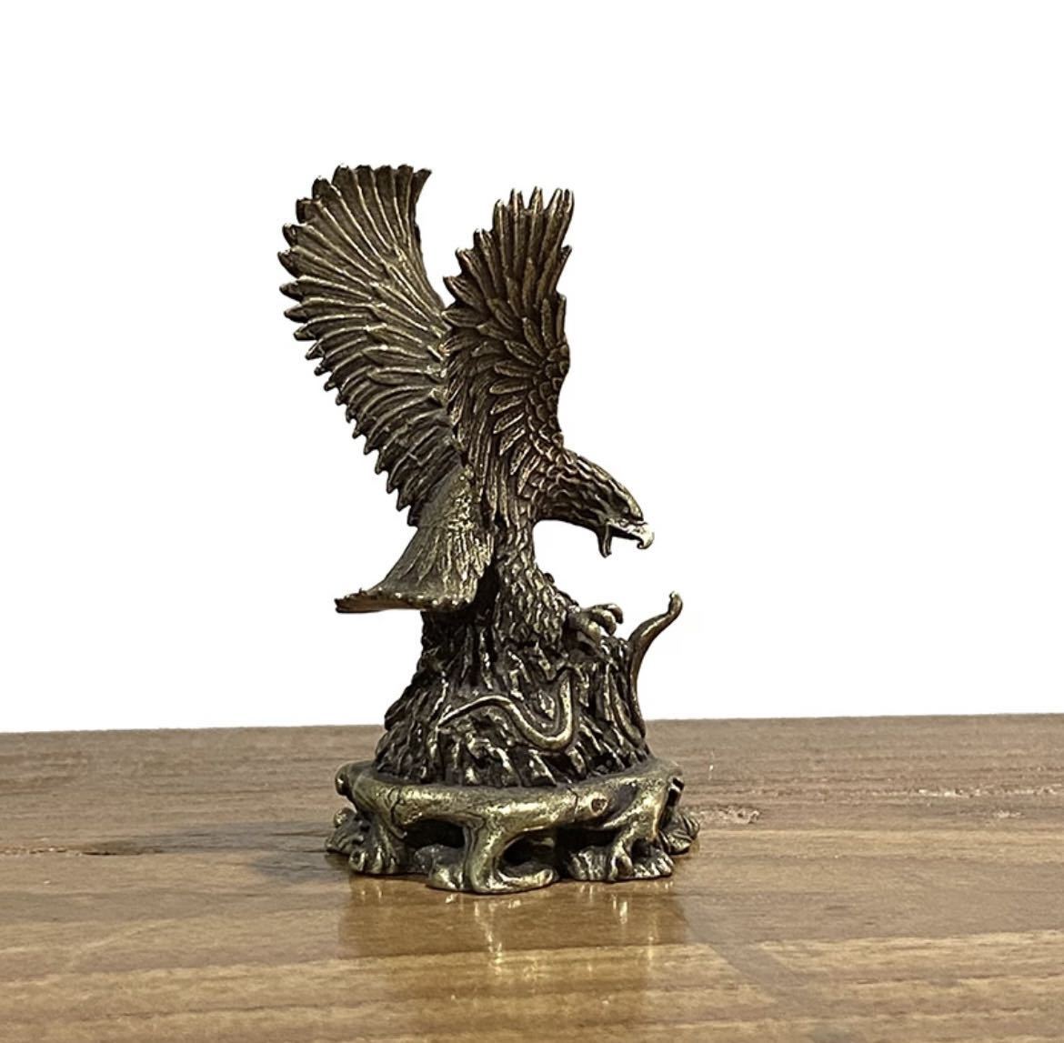 希少珍品大きな鷲の銅製品置物金シルバー
