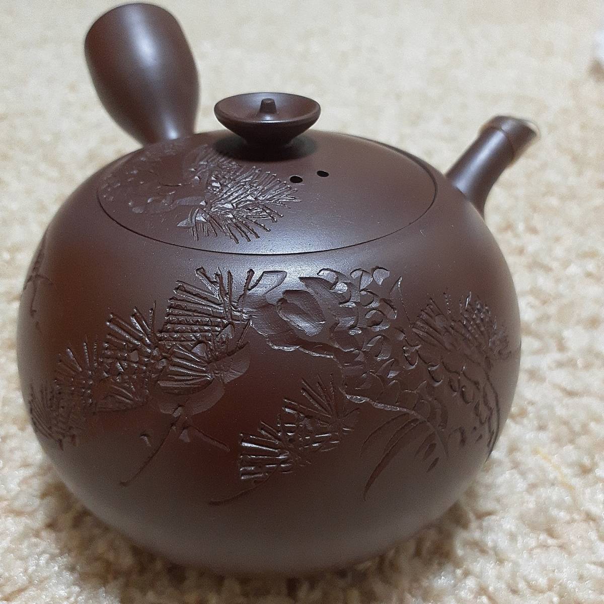 煎茶道具 萬古焼 伊藤実山作 急須 茶壷 共箱 C 5171 煎茶道具 萬古焼