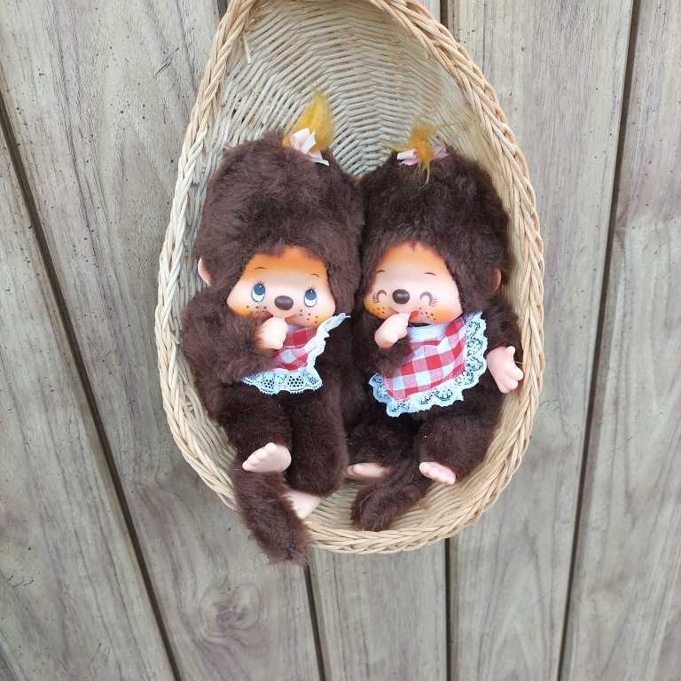 ふた子のモンチッチ バスケット付き ふた子のモンチッチ バスケット付き