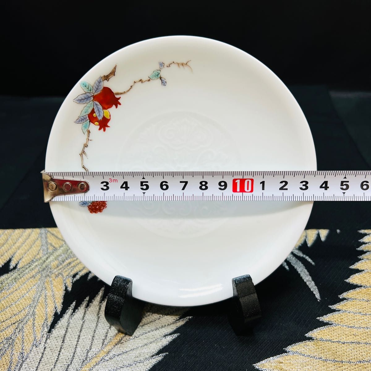 人間国宝 11代酒井田柿右衛門 染錦柘榴紋 皿 1枚 二重渦福 角福銘