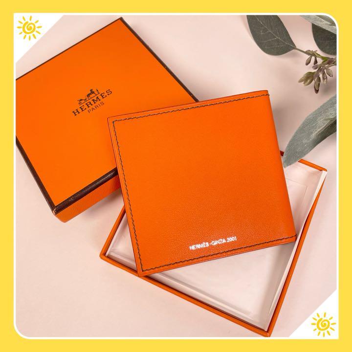 極美品エルメス ノベルティ ミラー箱セット オレンジ 小物A-0116