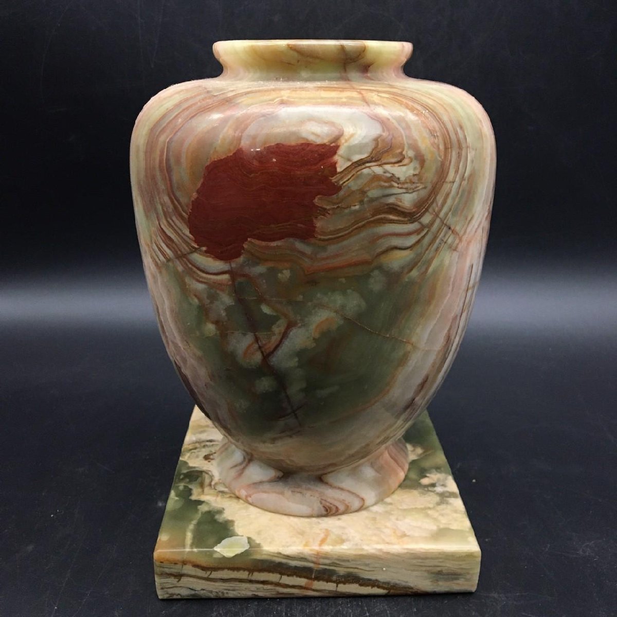 天然石瑪瑙メノウ飾り壺（置物）