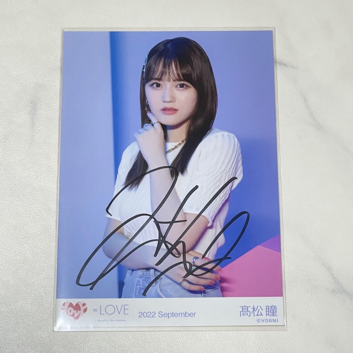 イコラブ ＝LOVE 生写真 直筆 髙松瞳 Be selfish ジャケ写 チュウ