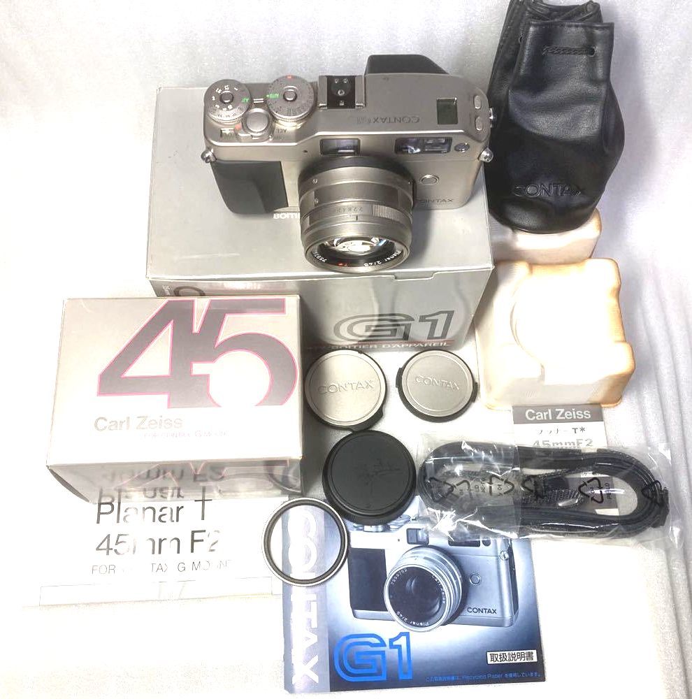 Contax G2 フルセット レンズ、ストロボ、革ケース、高級ストラップほか