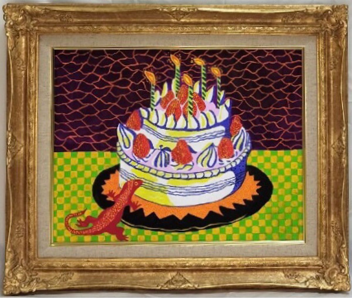 油絵 静物画 岡本太郎 斉唱 F6号 額付き 手描き 肉筆 【公式通販】