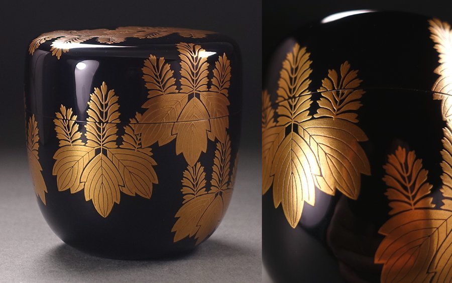 漆匠 仁和春象 黒描合塗縁高10客 共箱 大徳寺形椂高茶道具表千家初釜