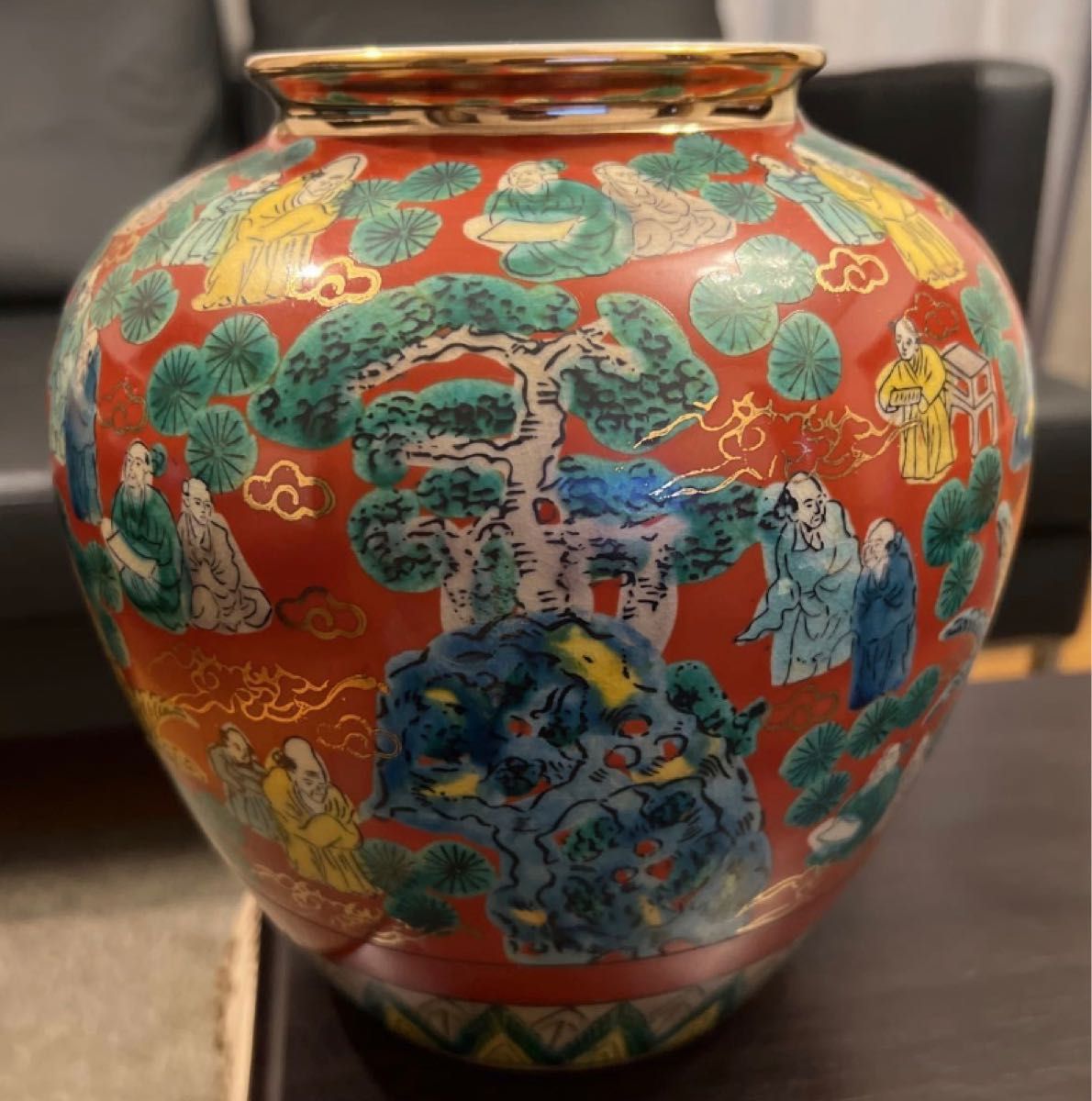 本日特別価格 H072 時代和陶 『青木木米』作 赤絵人物図 九谷焼 古作