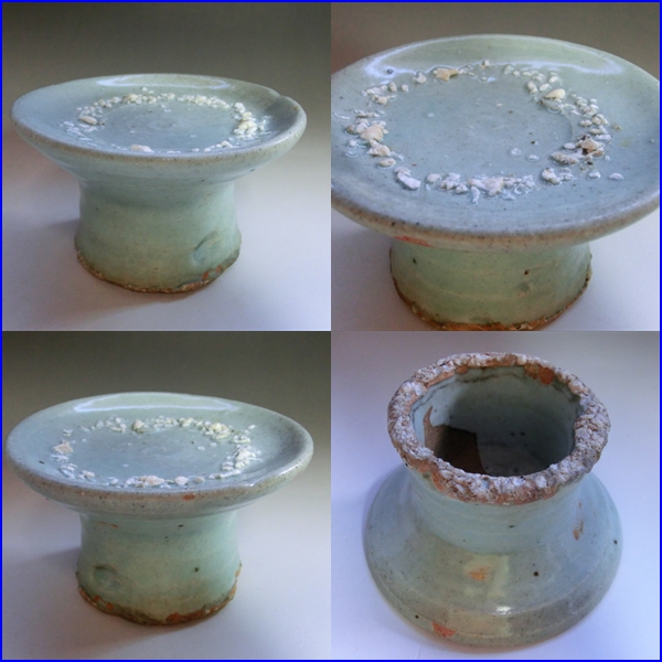 盃台□古い青磁 砂高台 酒器 古玩 唐物 中国 古美術 時代物