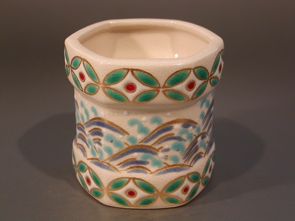 茶道具 花蝶窯 手塚充 石雲 仁清写六角 花 蓋置 共箱 「