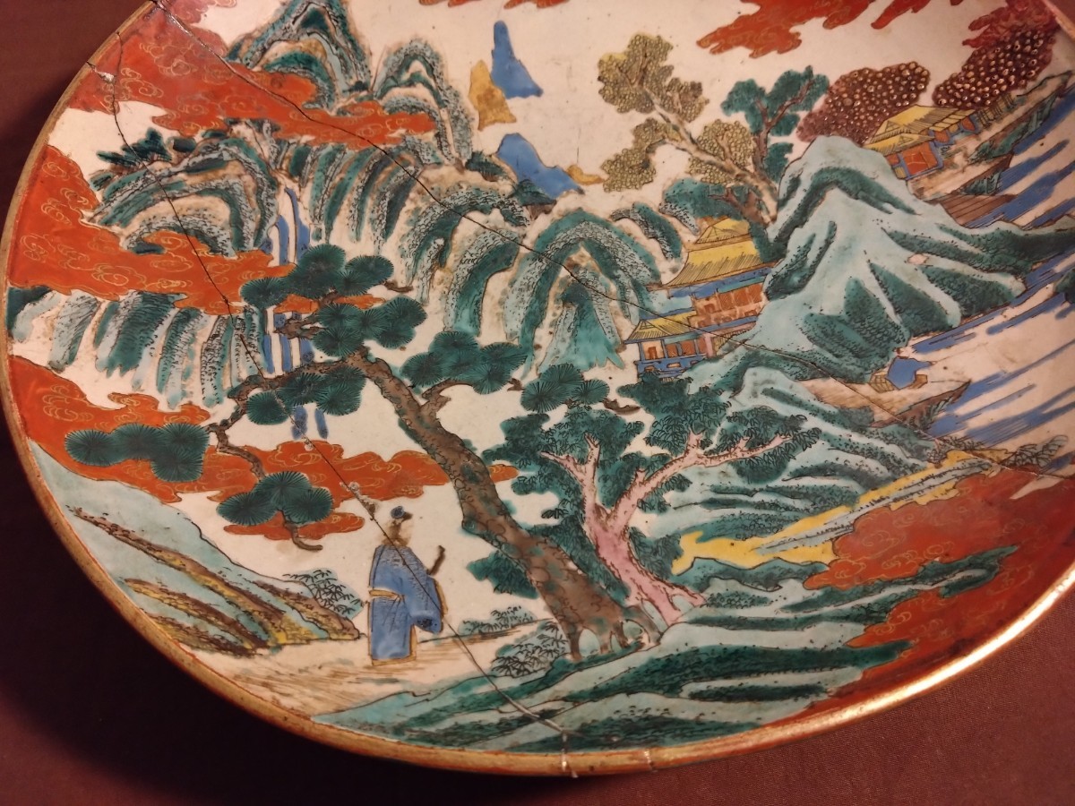 古九谷 九谷焼 庄三 九谷庄三 アンティーク九谷焼 大皿 蔵出し 1客