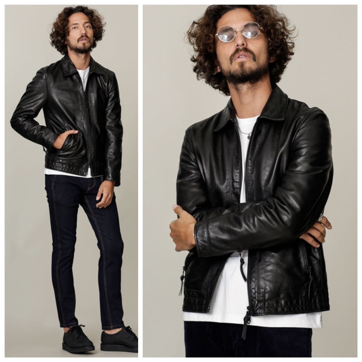 nano universe ナノユニバース 羊革 レザー ライダースジャケット M