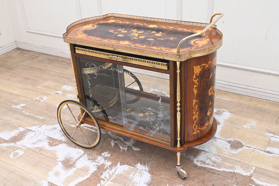 希少】 イタリア製 象嵌 ワゴン ティーワゴン キッチンワゴン