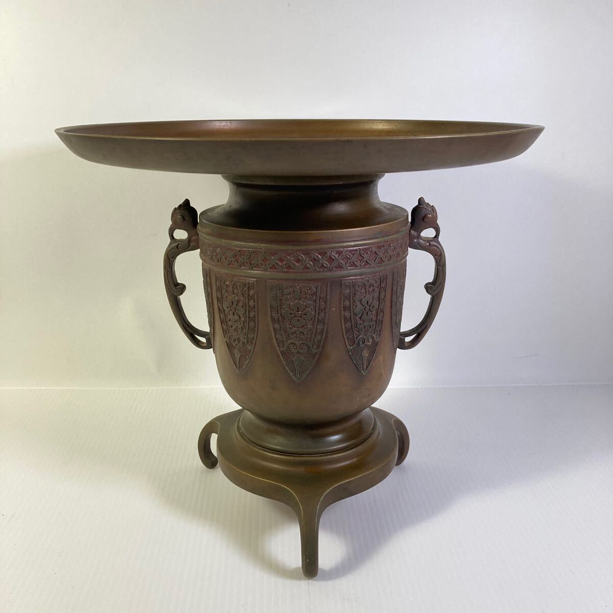 薄端紫銅華道古流花器生花花入れ骨董