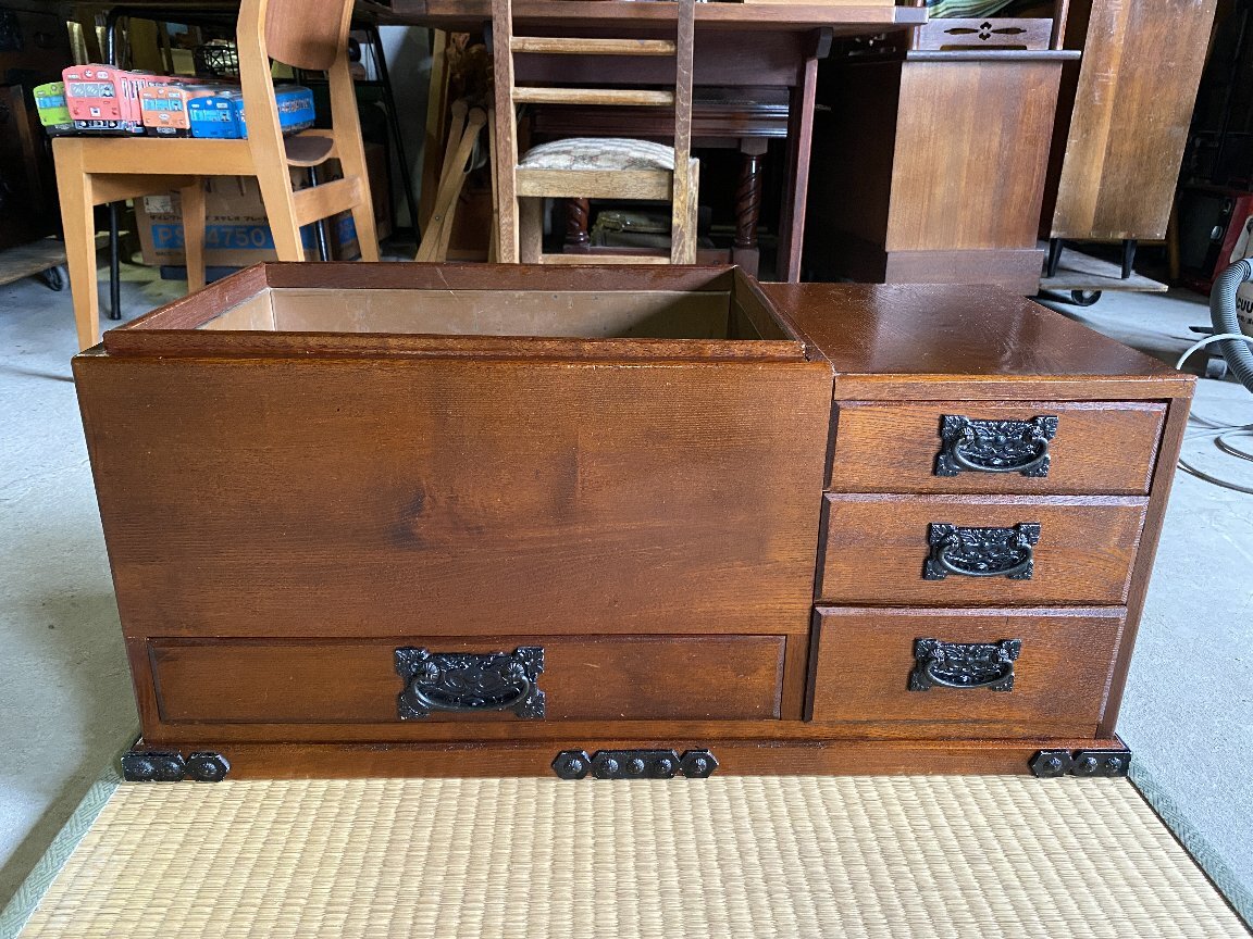 囲炉裏テーブル昭和レトロ 火鉢 古民家家具希少 引き出し 木製