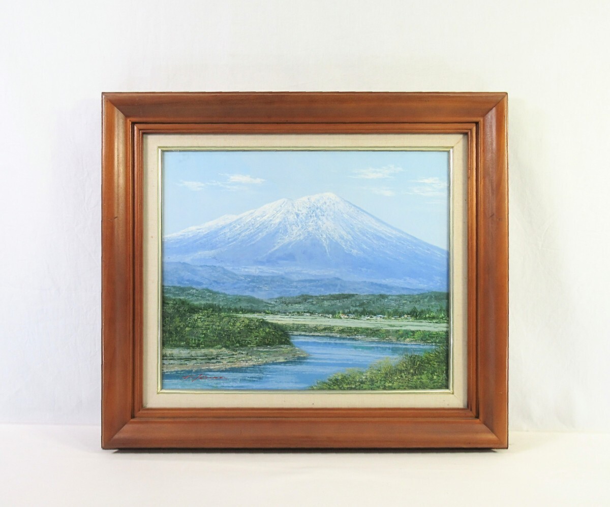 真作」分部佳英「布引の山夏」風景画 油彩画 額装 サイン