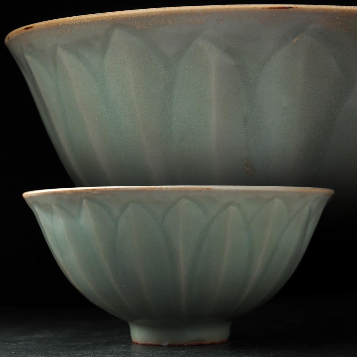 中国骨董品元時代龍泉窯茶碗箱付き