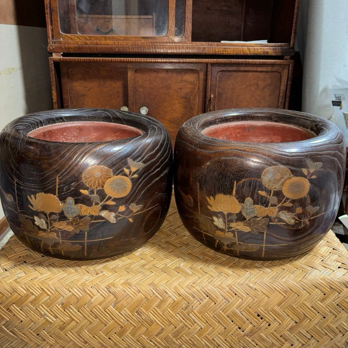 火鉢 陶器 大型 昭和レトロ アンティーク 古民具 金魚鉢 特大 睡蓮鉢