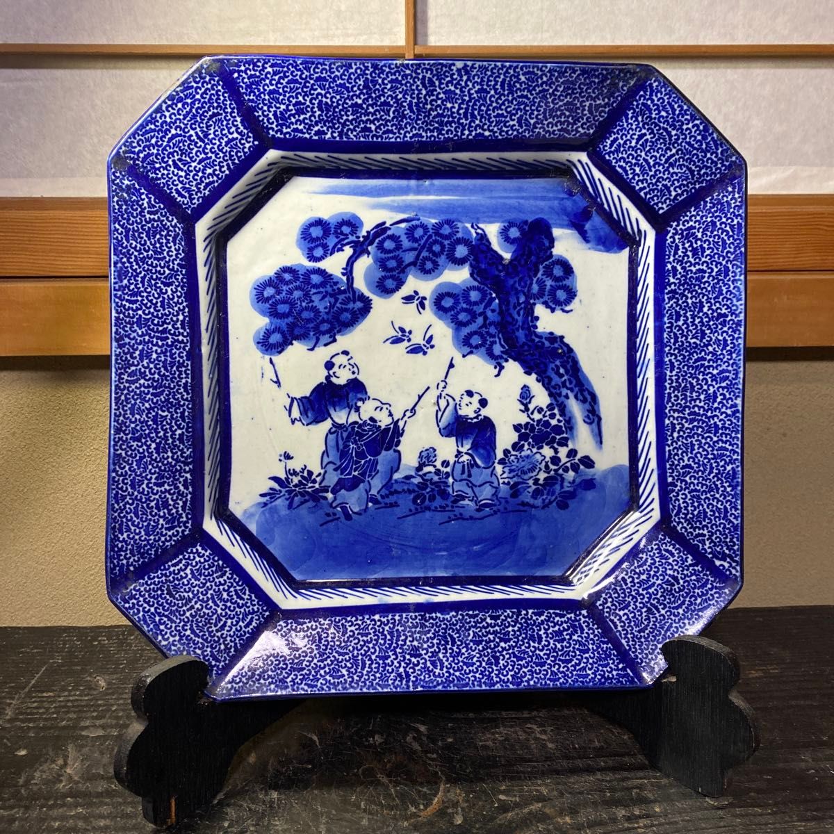 古伊万里 藍柿右衛門『渦福』染付 輪花型皿 1枚 江戸中期 骨董｜Yahoo