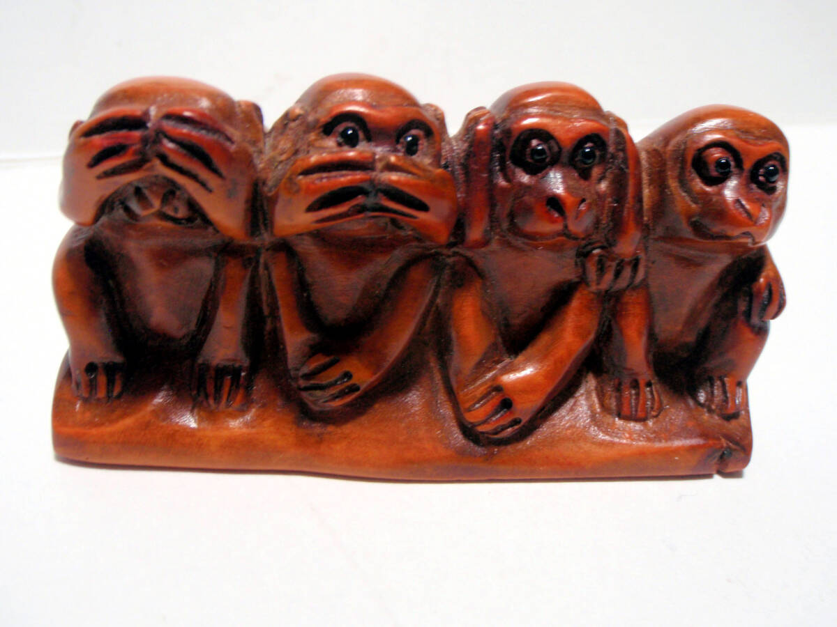 ②☆ 赤寿山石 ☆ 見ざる 言わざる 聞かざる☆ 三猿☆骨董品