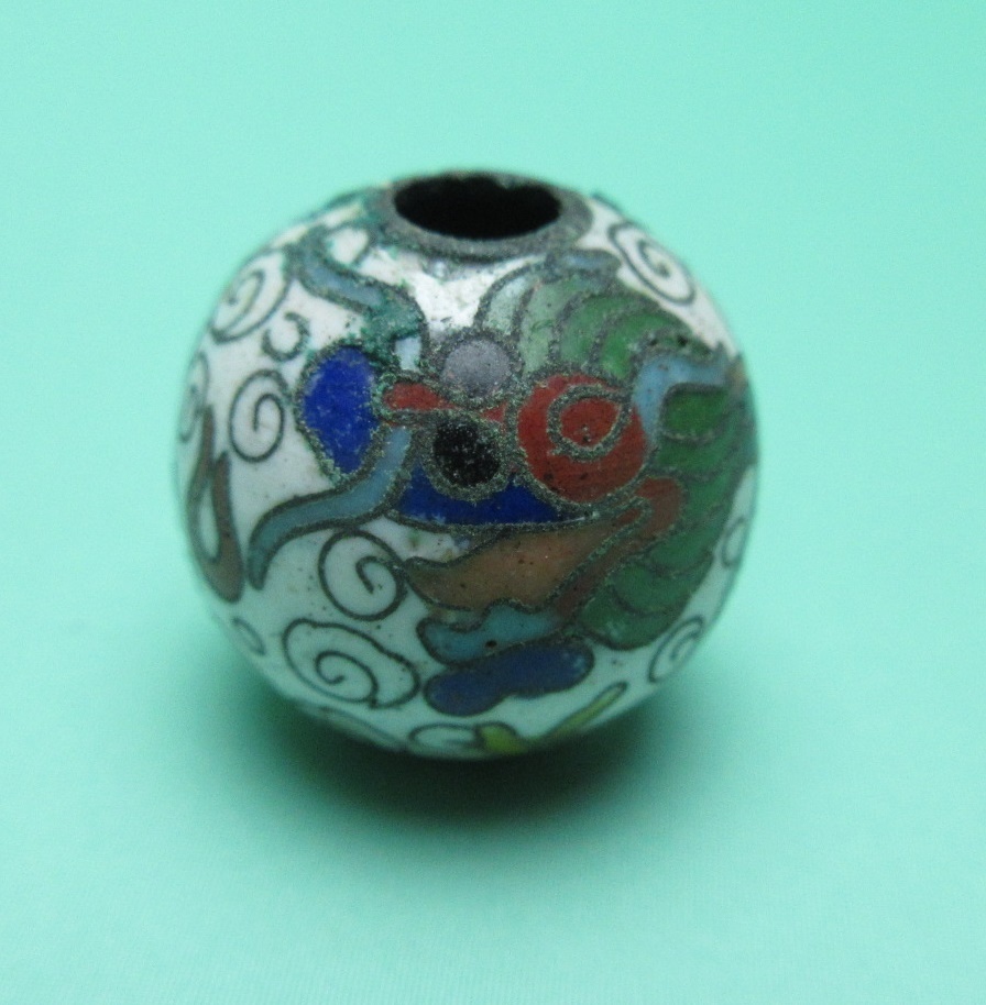 CK64 時代 七宝 龍紋 緒締玉 根付 検）レトロ ビンテージ